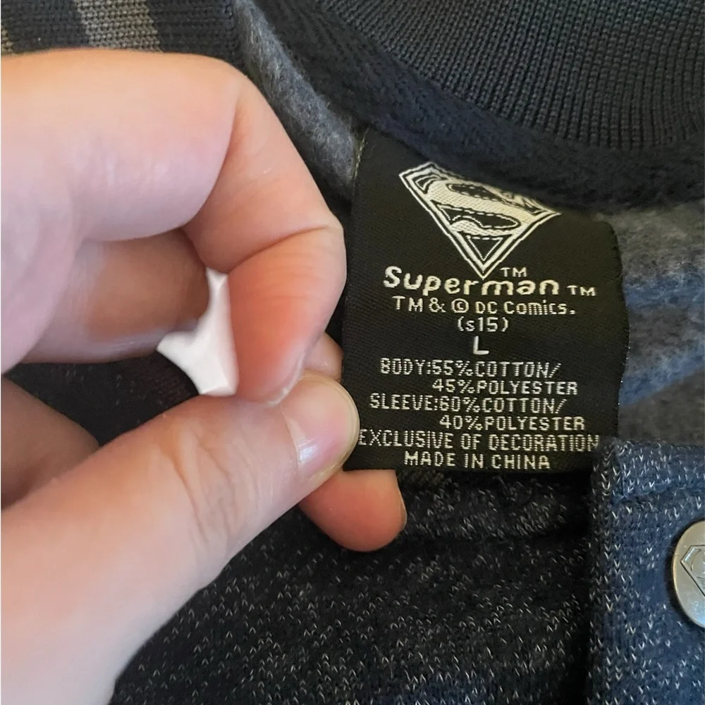 Navy Superman button up sweater - Picture 3 of 4